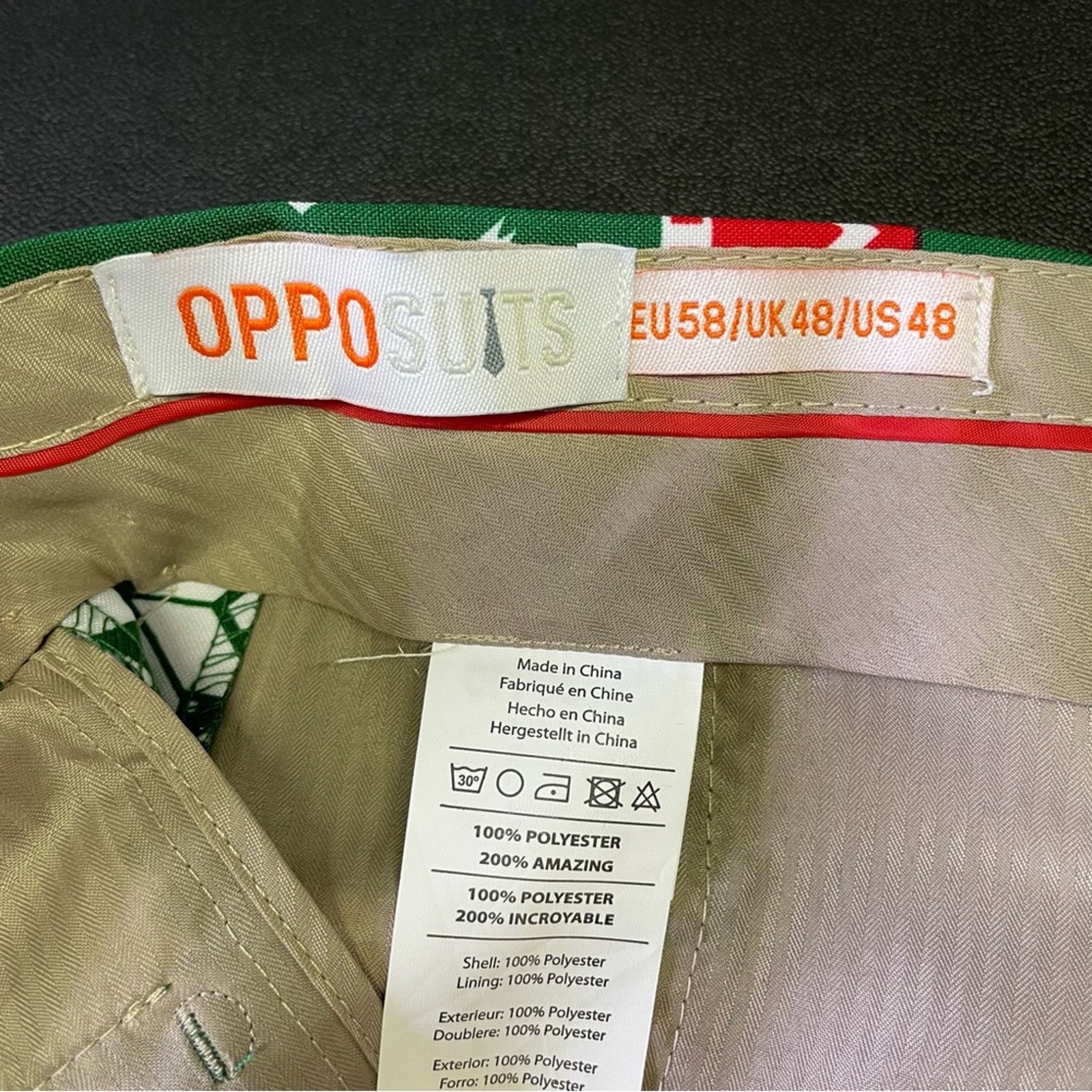Opposuits Christmas Suit Pants Size 48 Holiday Santa Green Red White — image 8 of 8